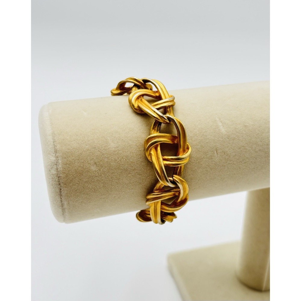 Vintage Solid Copper Gold Tone Knot‎ Link Bracelet Chunky Statement Jewelry